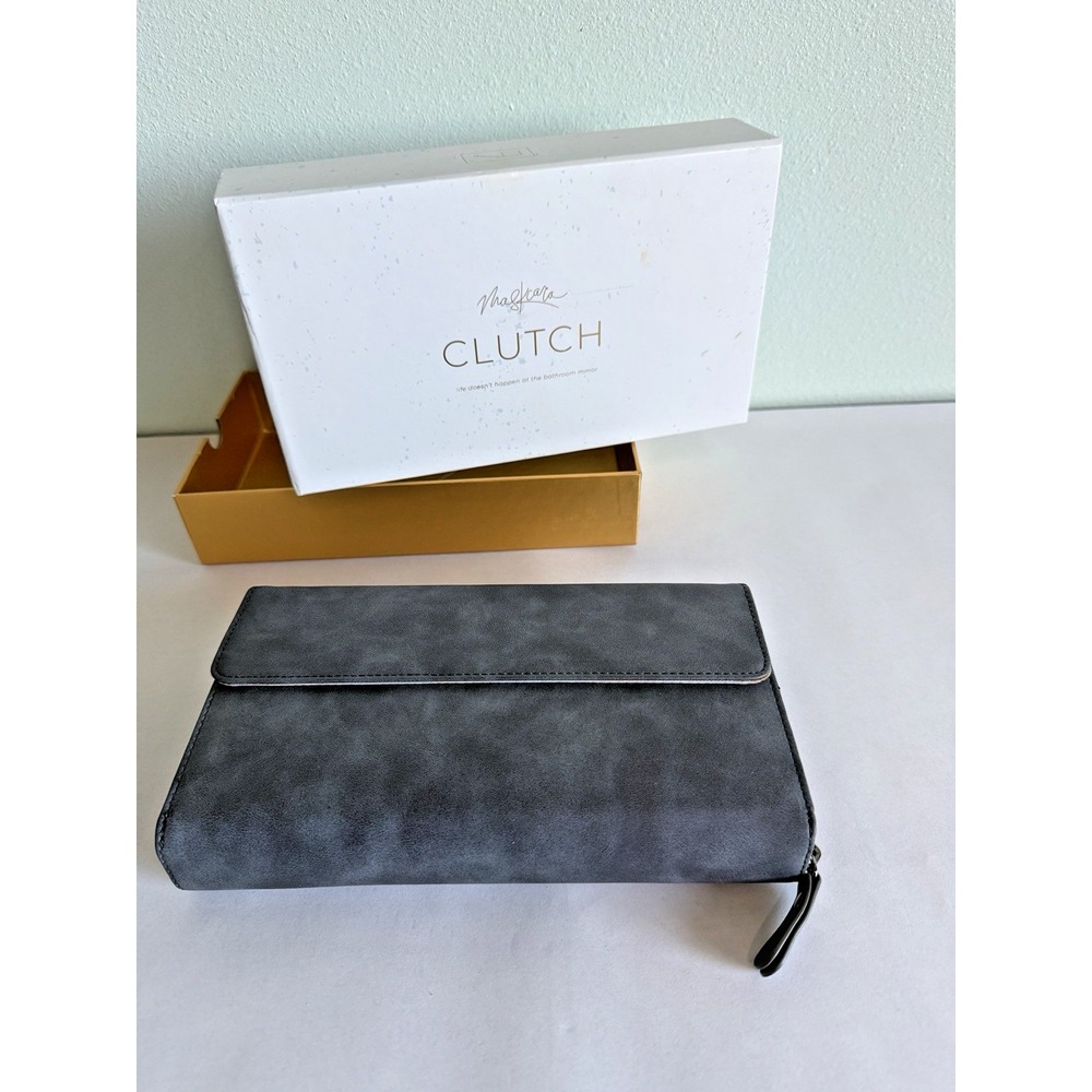 SEINT Beauty Makeup Clutch Wallet Marble Zip Magnetic Mirror No Chain NWOT